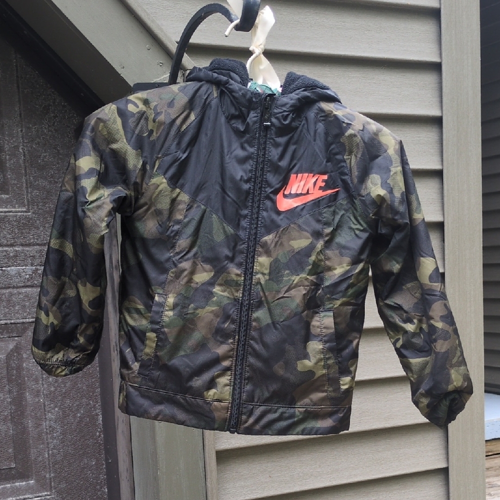 Nike Kids Camo Fall Jacket - Black and Green